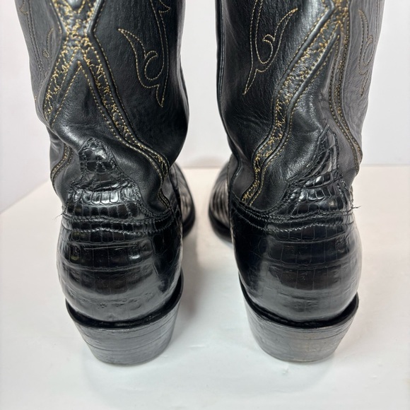 Lucchese Handmade Classic Crocodile Jones Black Embroidered Men 10.5 USA L 0311 - Picture 9 of 12